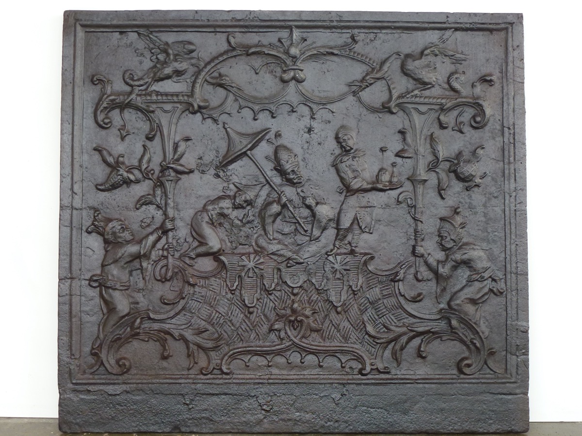 Plaque cheminée ancienne, Contrecoeur ancien  - Fonte - Louis XV - XVIIIeS.