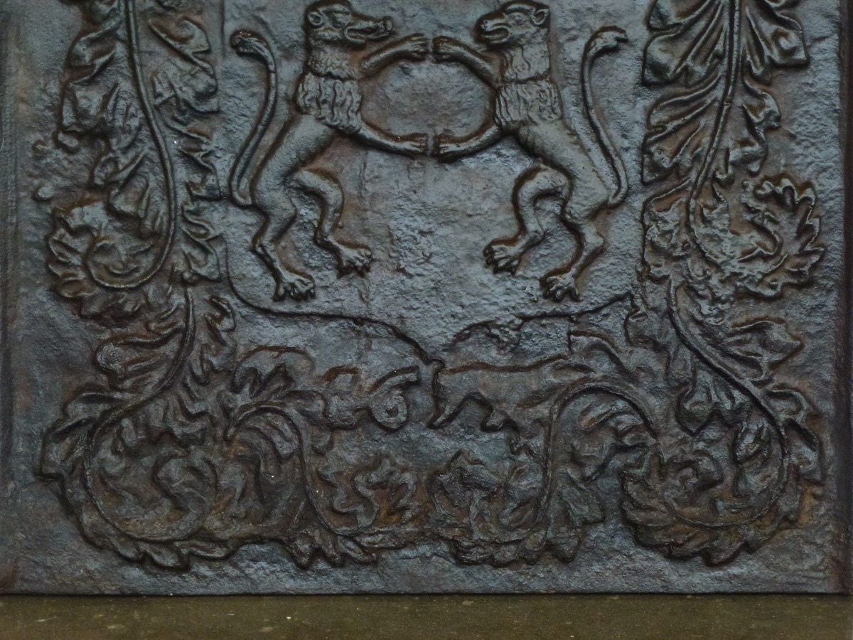 Plaque cheminée ancienne, Contrecoeur ancien  - Fonte - Louis XIII - XIX<sup>e</sup> S.