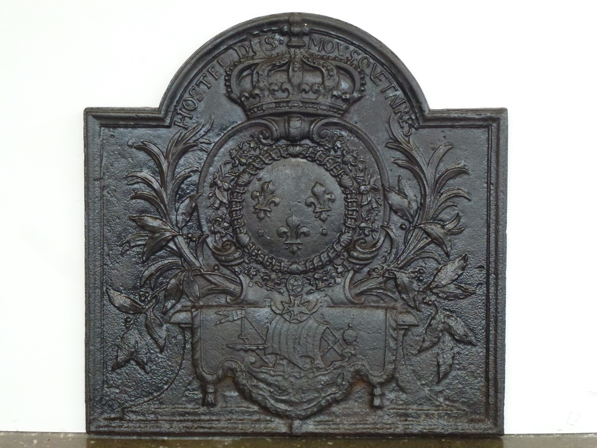 Plaque cheminée ancienne, Contrecoeur ancien  - Fonte - Louis XV - XIXeS.