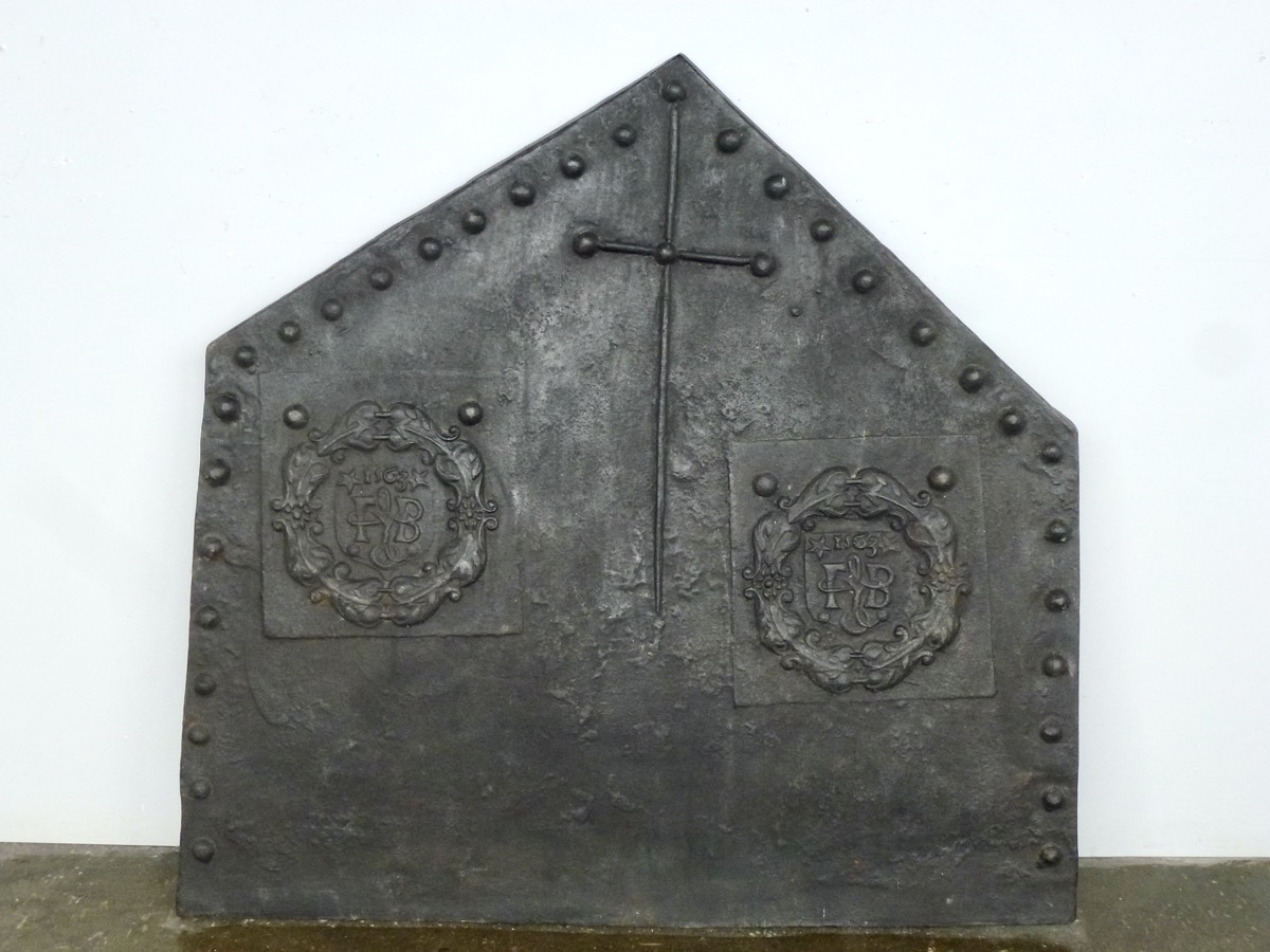 Plaque cheminée ancienne, Contrecoeur ancien  - Fonte - Haute époque - XIX<sup>e</sup> S.