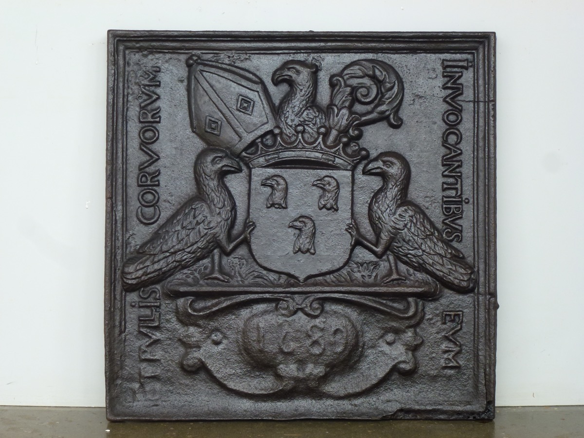 Plaque cheminée ancienne, Contrecoeur ancien  - Fonte - Louis XIV - XVIIe S.