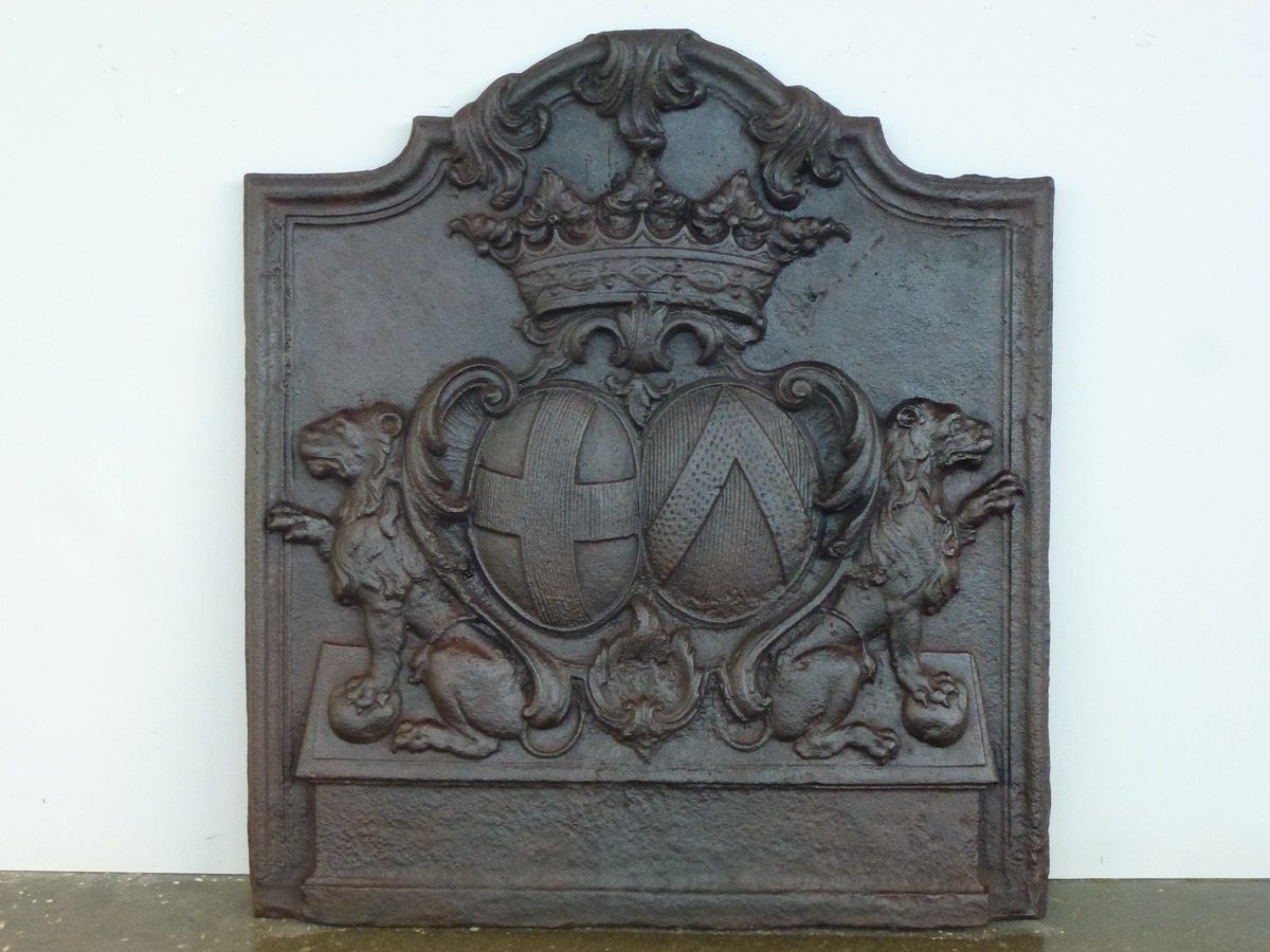 Plaque cheminée ancienne, Contrecoeur ancien  - Fonte - Louis XV - XVIIIe S.