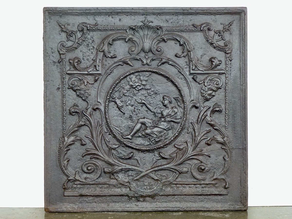 Plaque cheminée ancienne, Contrecoeur ancien  - Fonte - Louis XIV - XVIIIe S.