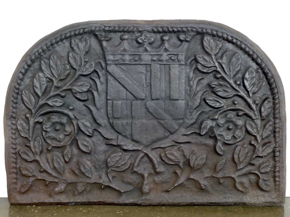 Plaque cheminée ancienne, Contrecoeur ancien  - Fonte - Louis XIV - XIXeS.