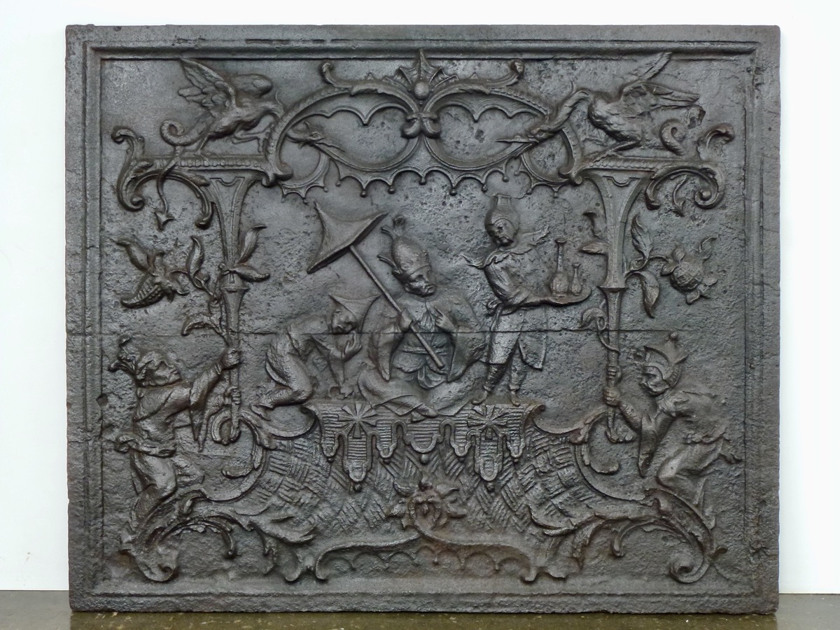 Plaque cheminée ancienne, Contrecoeur ancien  - Fonte - Louis XV - XVIIIeS.