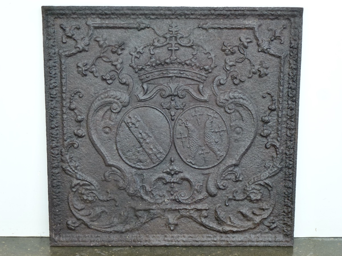 Plaque cheminée ancienne, Contrecoeur ancien  - Fonte - Régence - XVIIIe S.