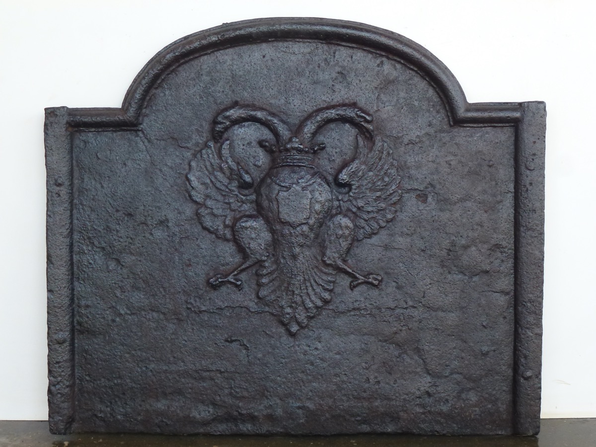 Plaque cheminée ancienne, Contrecoeur ancien  - Fonte - Louis XIV - XVIIeS.