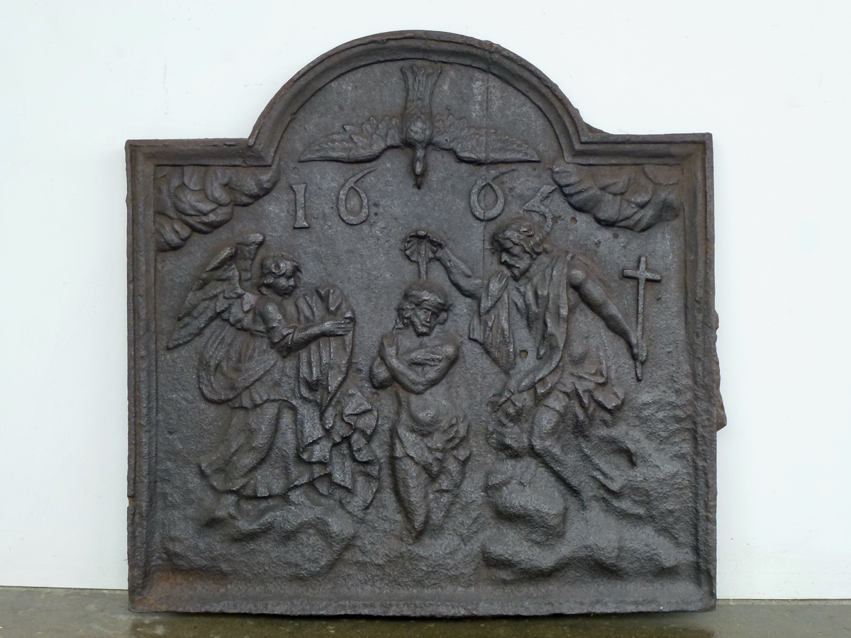 Plaque cheminée ancienne, Contrecoeur ancien  - Fonte - Louis XIV - XVIIe S.