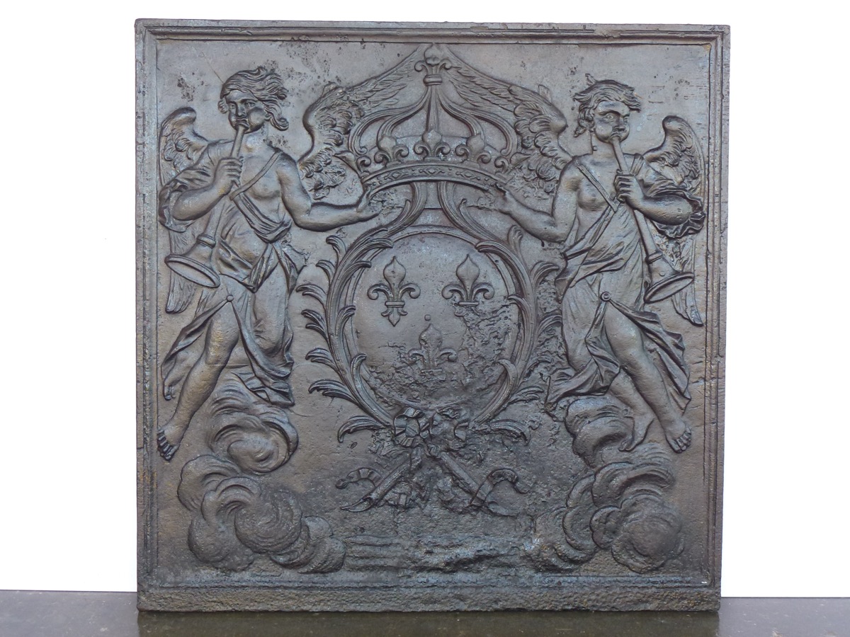 Plaque cheminée ancienne, Contrecoeur ancien  - Fonte - Louis XV - XVIIIeS.