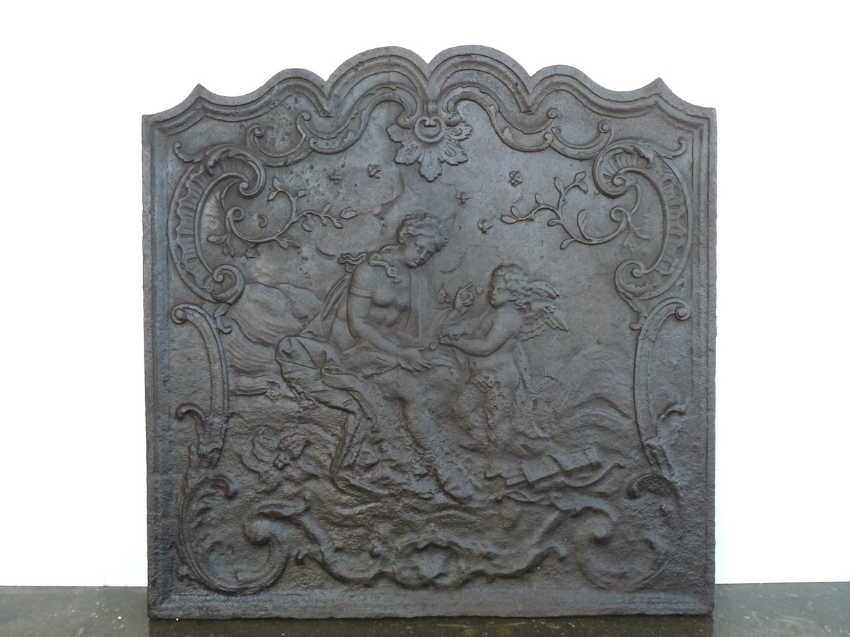 Plaque cheminée ancienne, Contrecoeur ancien  - Fonte - Louis XV - XVIIIeS.