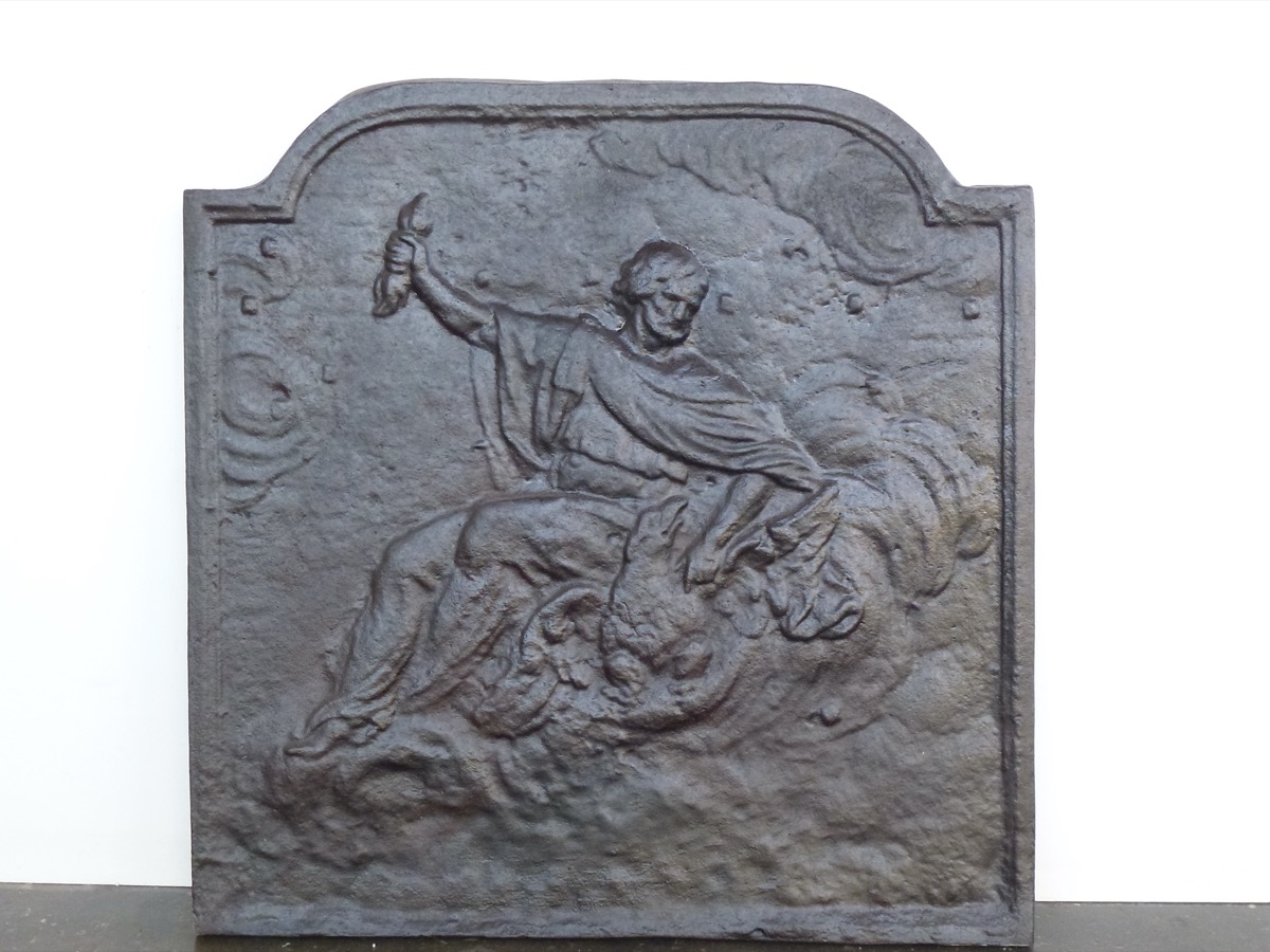 Plaque cheminée ancienne, Contrecoeur ancien  - Fonte - Louis-Philippe - XIXeS.