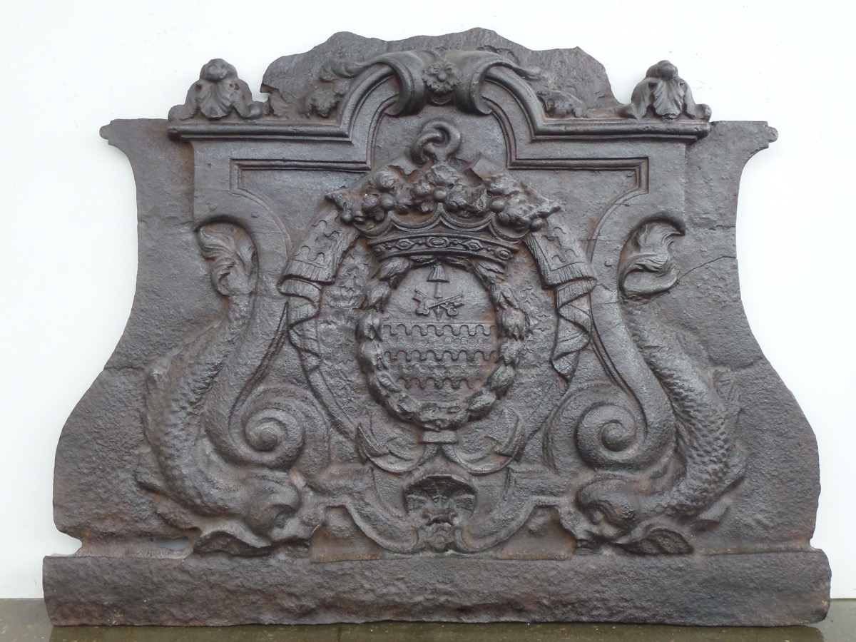 Rare plaque de cheminée aux armes de Louis-Victor de Rochechouart duc de Vivonne et de Mortemart - XVIIè S.