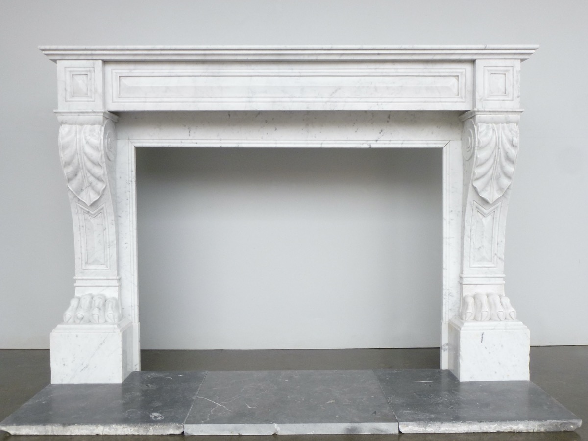 Antique fireplace  - White Marble - Empire - XIXthC.
