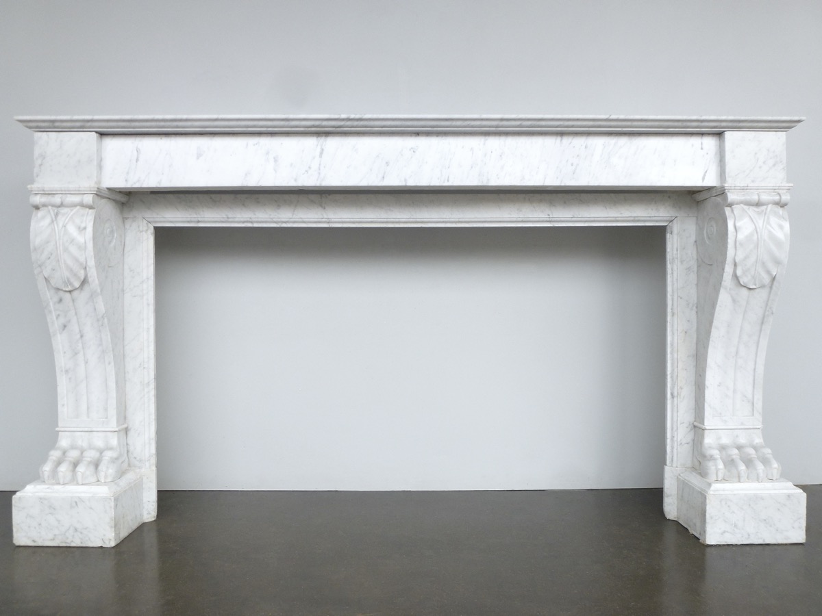 Antique fireplace  - White Marble - Empire - XIXthC.
