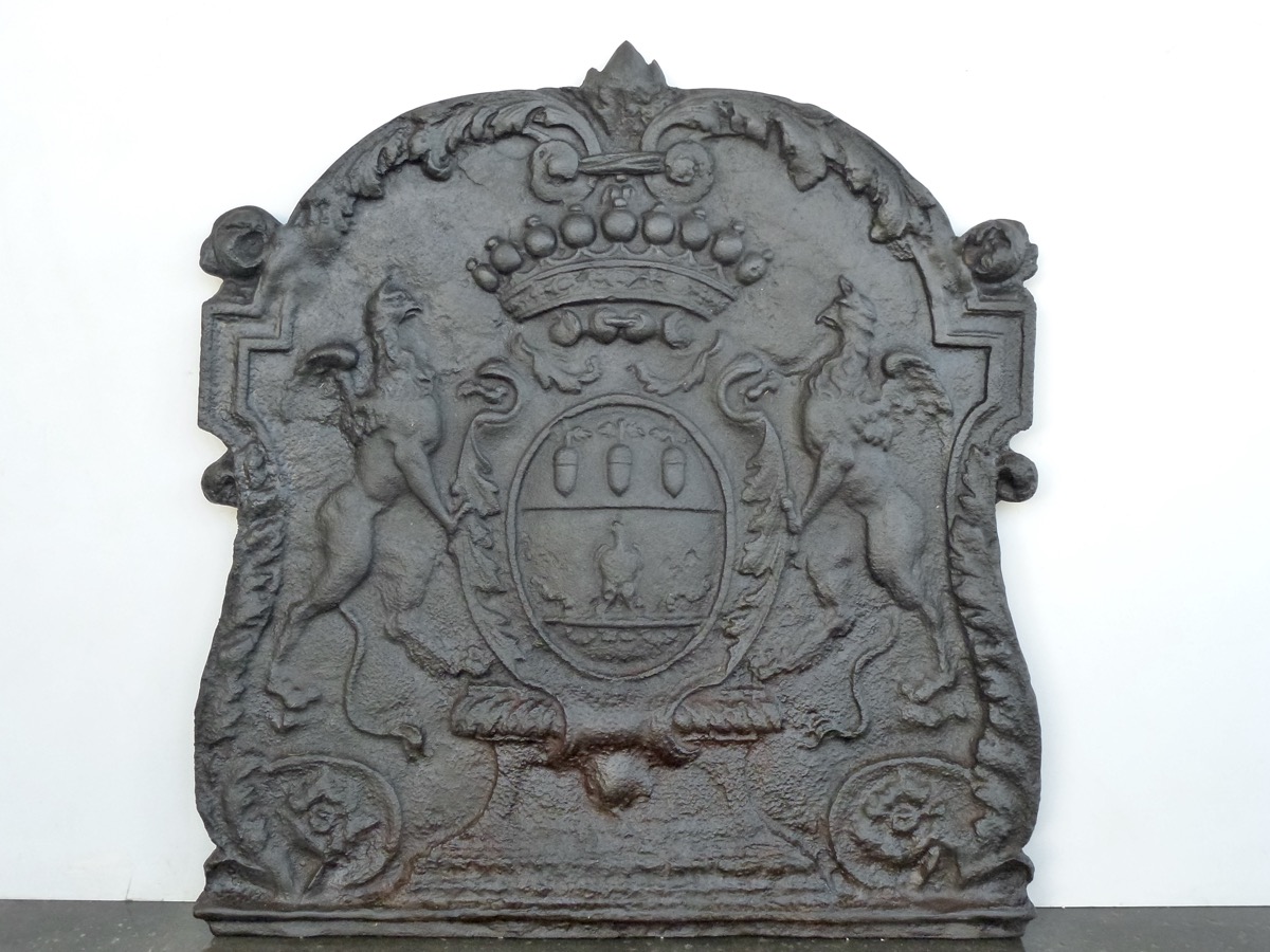 Plaque de cheminée aux armes de Joseph Fleuriau d'Armenonville - XXe S.