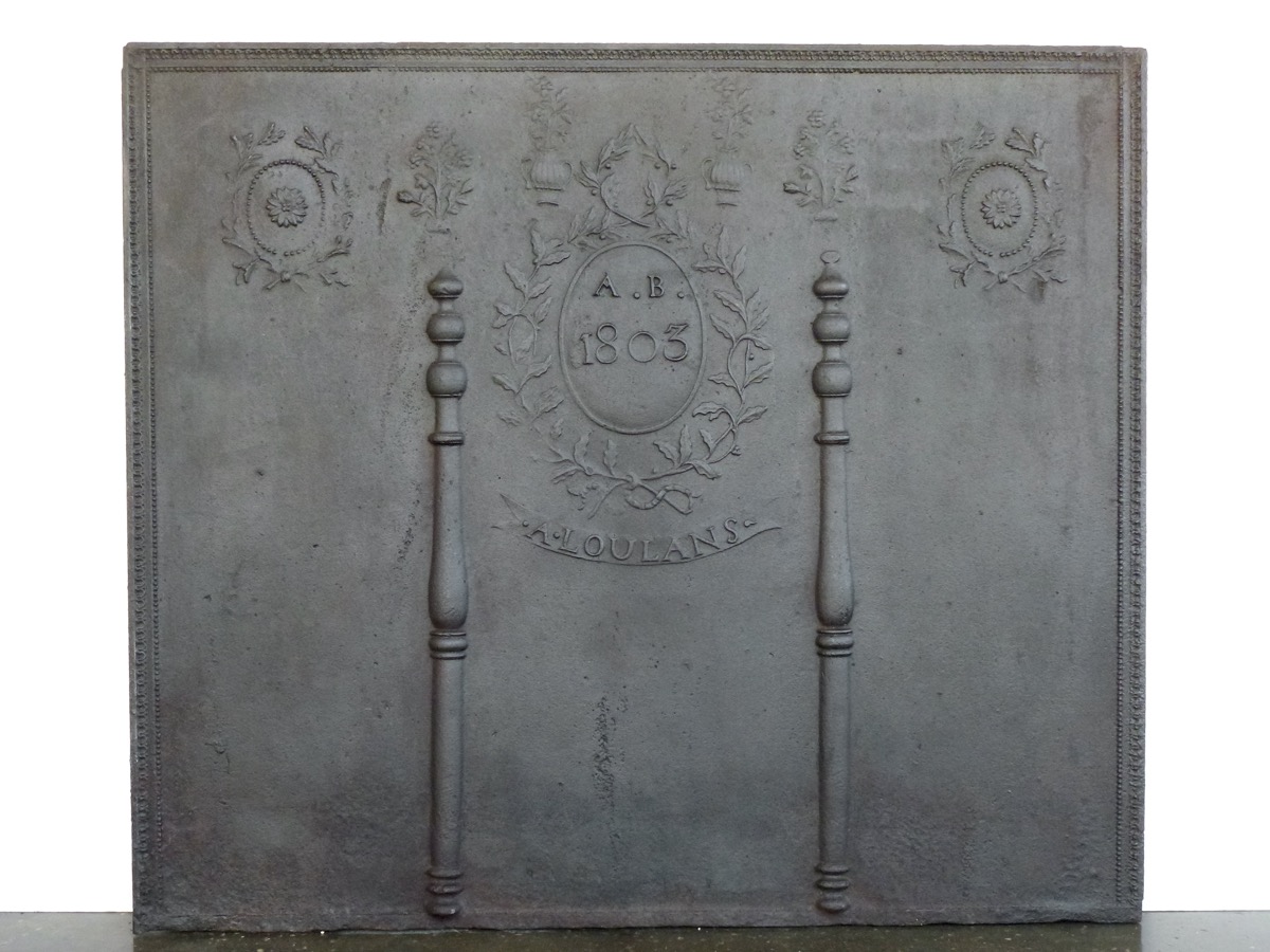Plaque de cheminée Louis XVI franc-comtoise datée 1803 - XIXe S.