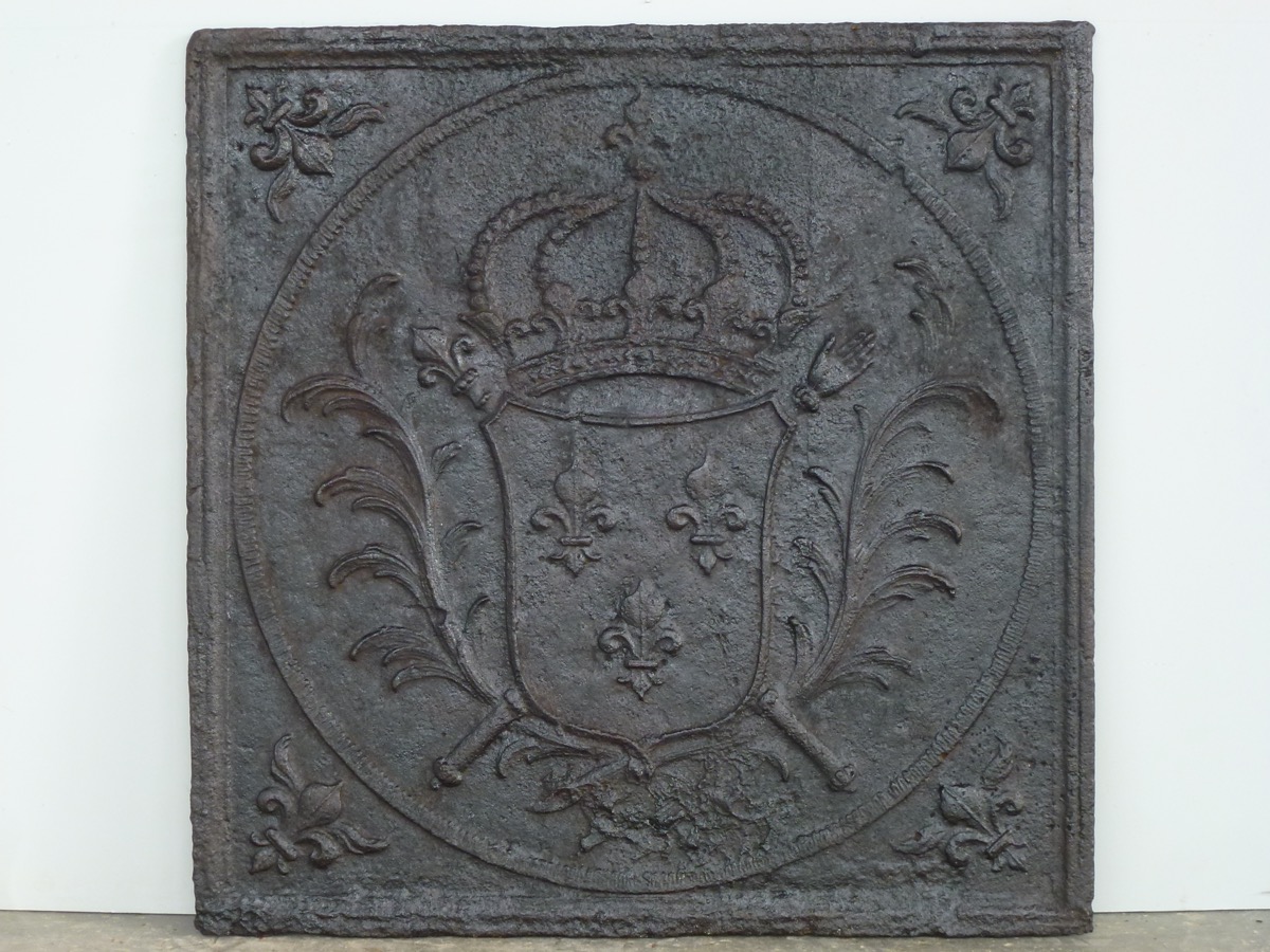 Plaque cheminée ancienne, Contrecoeur ancien  - Fonte - Louis XIV - XVIIIeS.