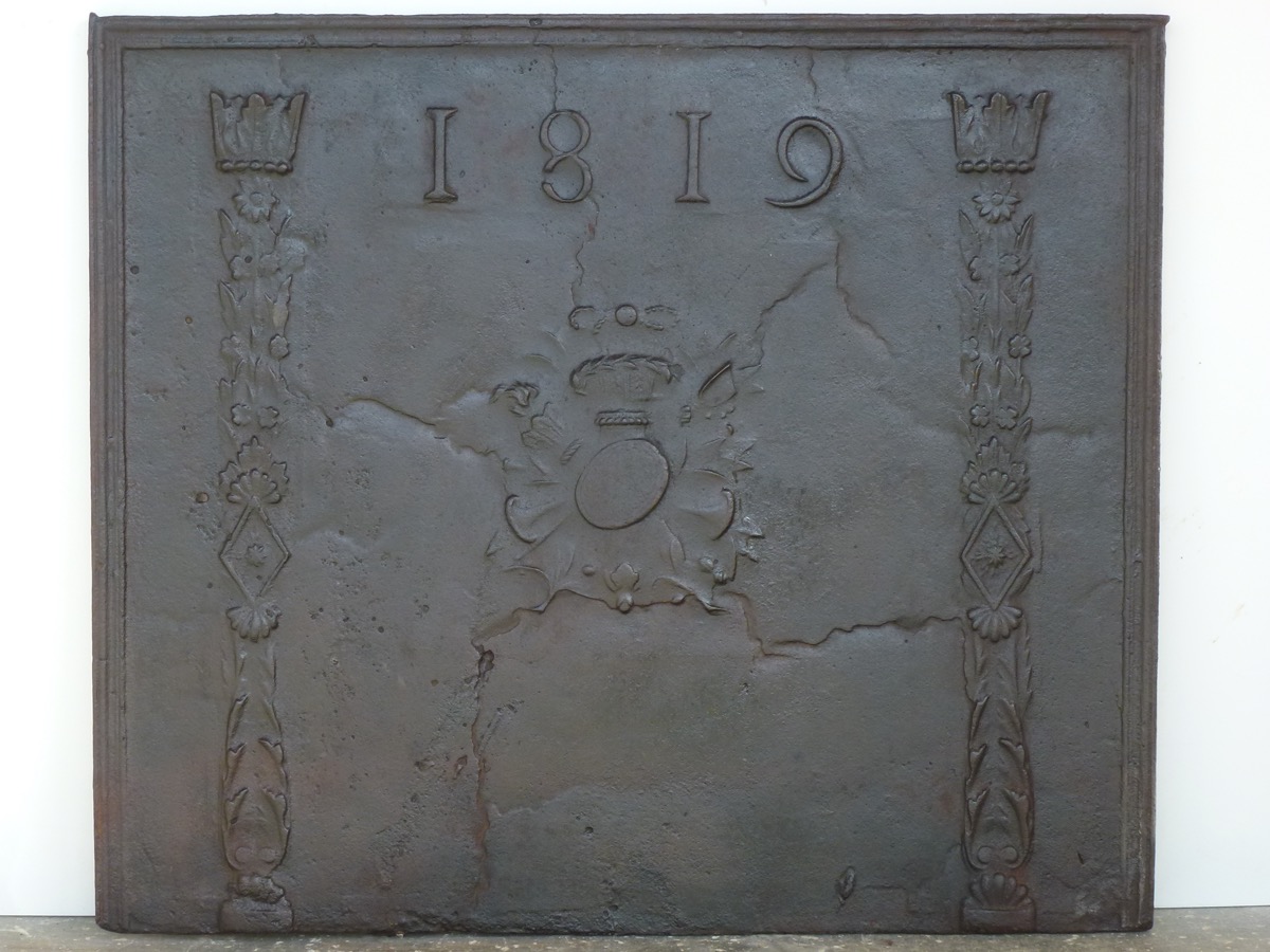 Plaque cheminée ancienne, Contrecoeur ancien  - Fonte - Restauration - XIXeS.