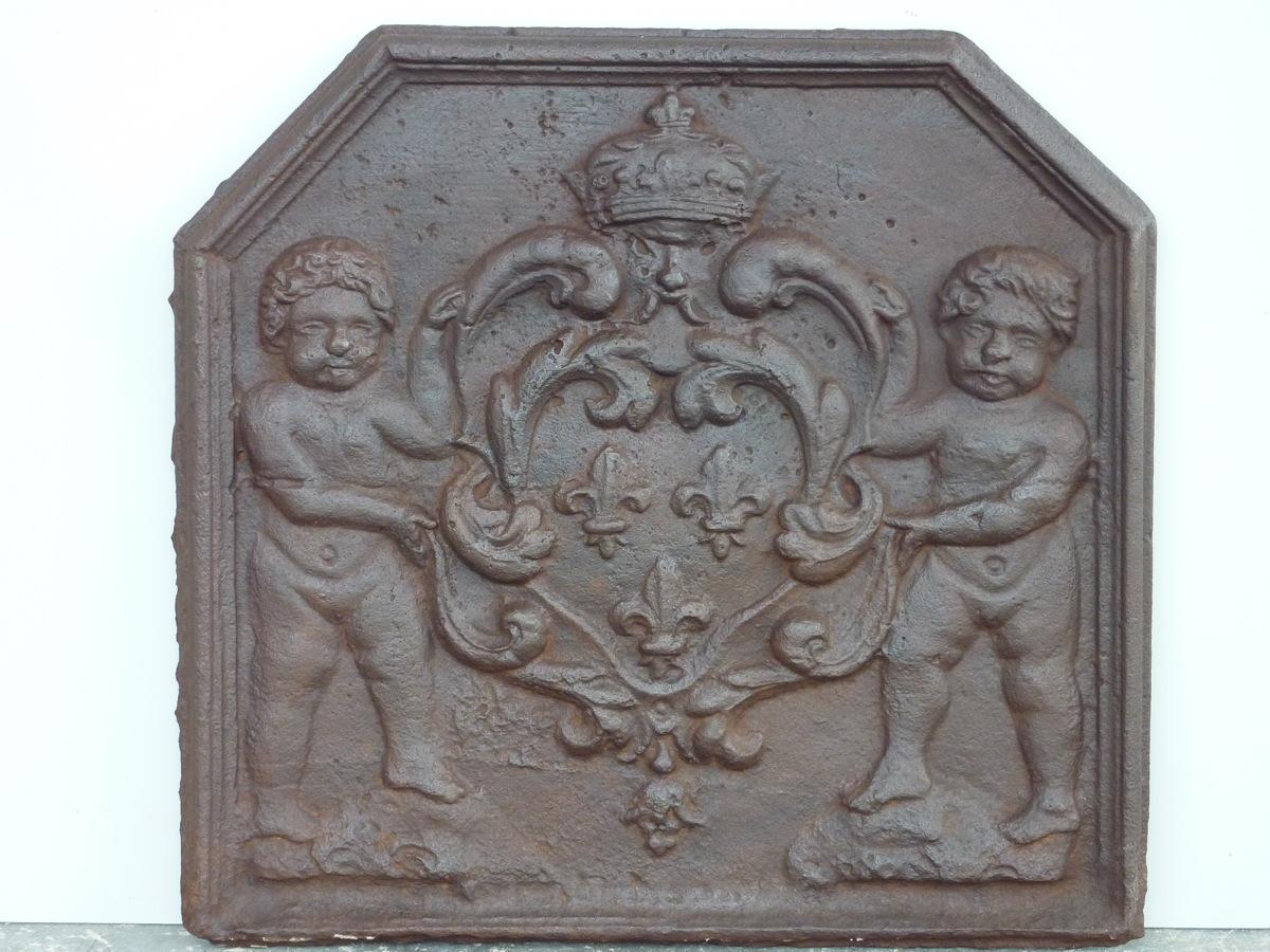 Plaque cheminée ancienne, Contrecoeur ancien  - Fonte - Haussmannien - XVIIIeS.