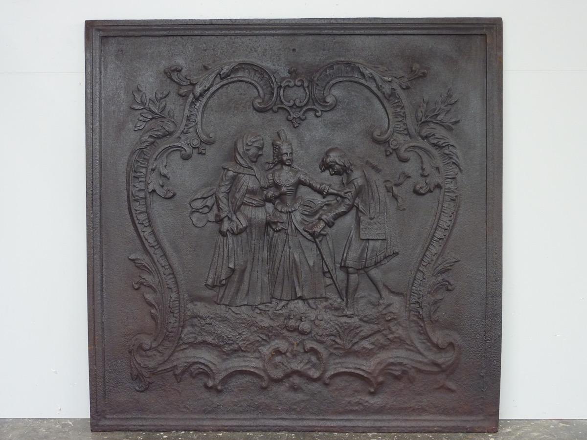 Plaque cheminée ancienne, Contrecoeur ancien  - Fonte - Louis XV - XXeS.