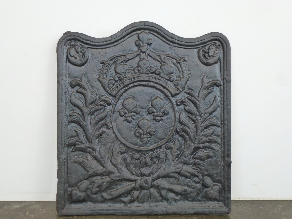 Plaque cheminée ancienne, Contrecoeur ancien - Fonte - Louis XIV