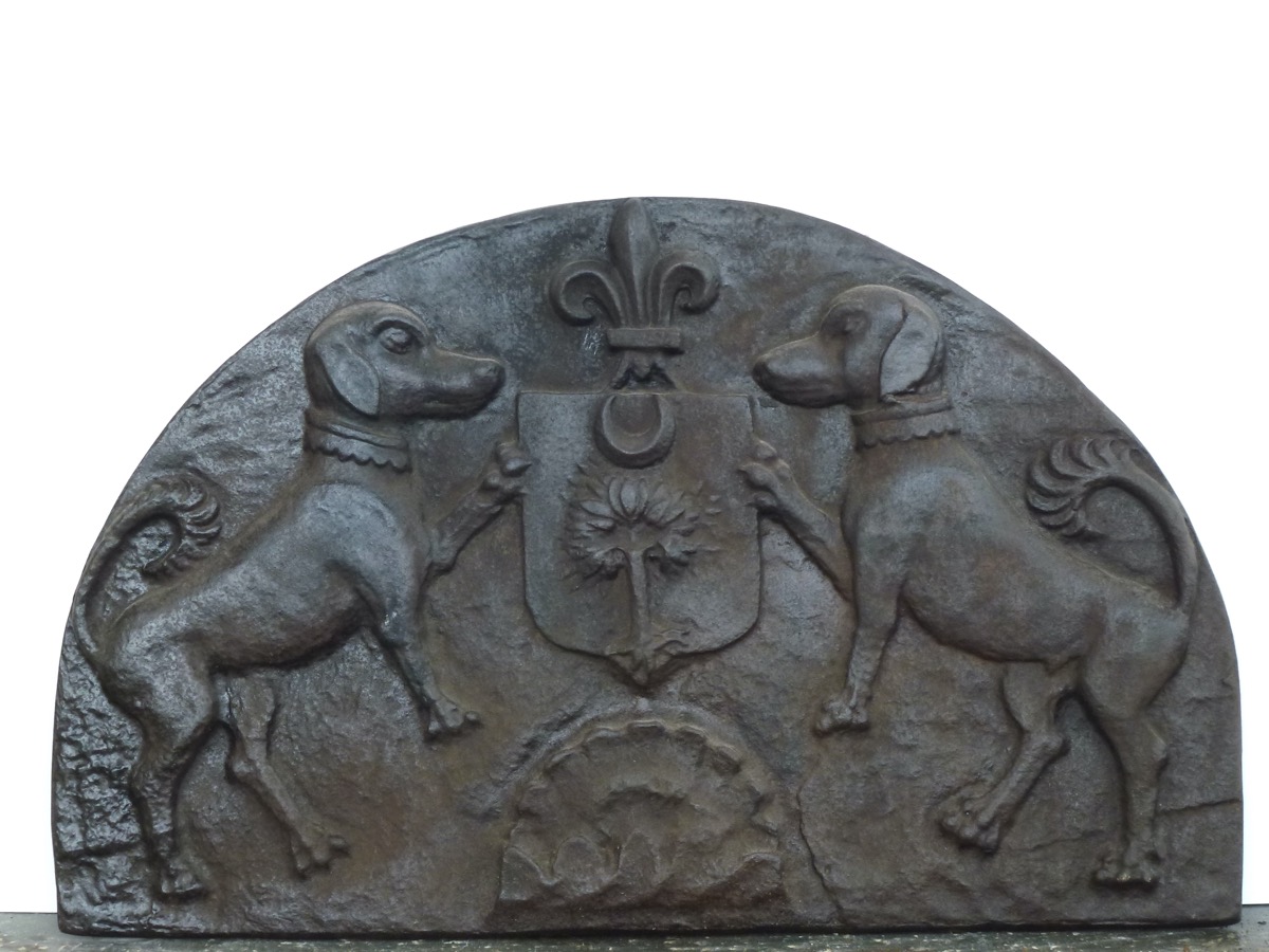 Plaque cheminée ancienne, Contrecoeur ancien  - Fonte - Haute époque - XXeS.