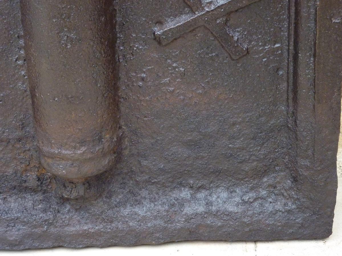 Plaque cheminée ancienne, Contrecoeur ancien  - Fonte - Louis XIV - XVII<sup>e</sup> S.