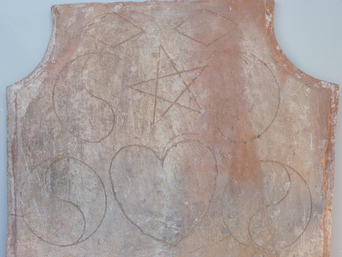Plaque cheminée ancienne, Contrecoeur ancien  - Terre cuite, Grès - Art populaire - XVIII<sup>e</sup> S.