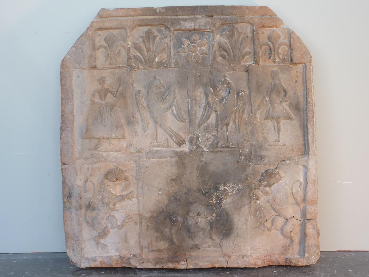 Plaque cheminée ancienne, Contrecoeur ancien  - Terre cuite, Grès - Louis XIV - XVIIIeS.