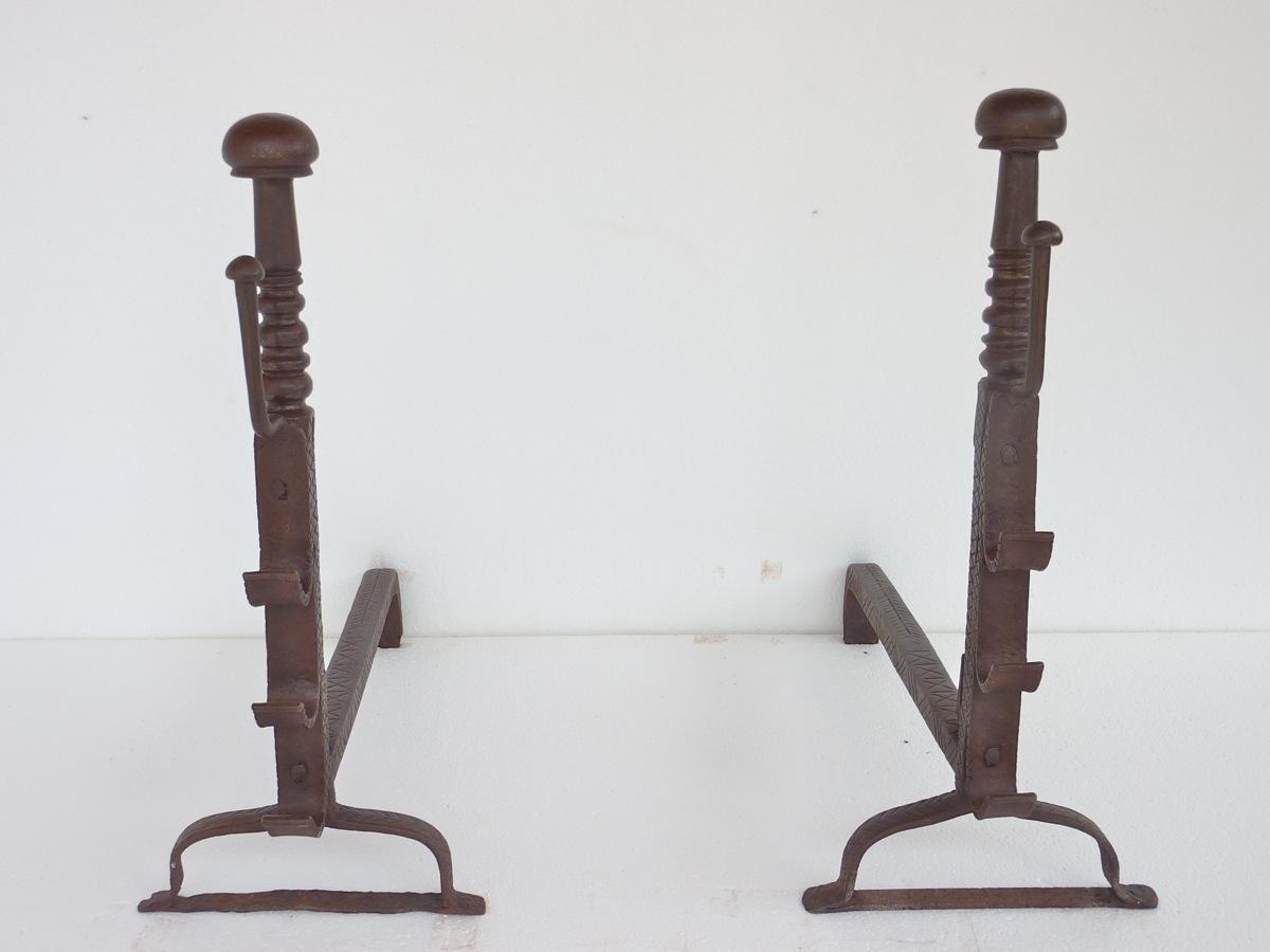 Antique andiron  - Wrought iron - Louis XIV - XVIIthC.