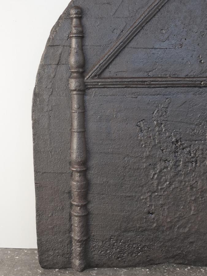 Plaque cheminée ancienne, Contrecoeur ancien  - Fonte - Haute époque - XVIII<sup>e</sup> S.