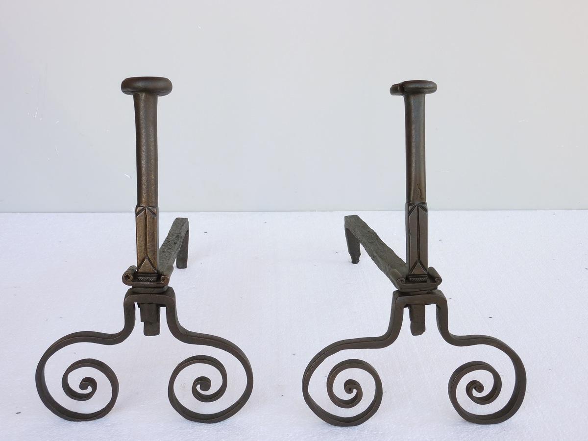 Antique andiron  - Wrought iron - Rustic country - XVIIIth C.