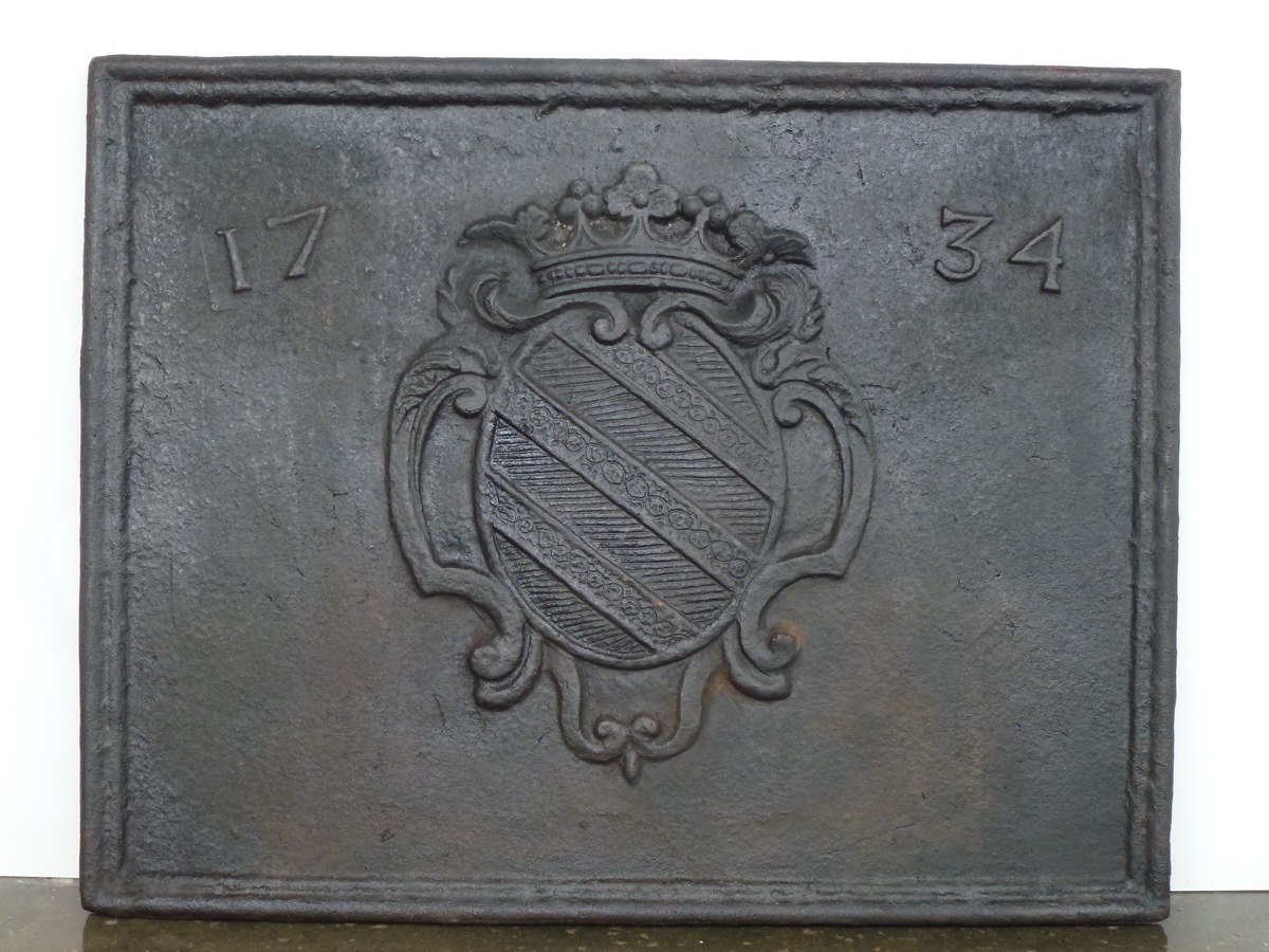 Plaque cheminée ancienne, Contrecoeur ancien  - Fonte - Louis XV - XXe S.