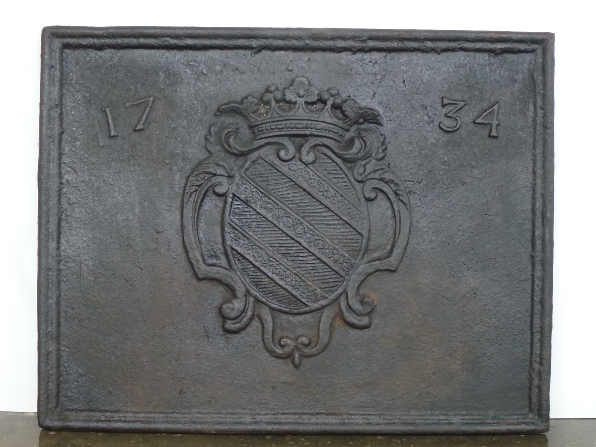 Plaque cheminée ancienne, Contrecoeur ancien  - Fonte - Louis XV - XXeS.