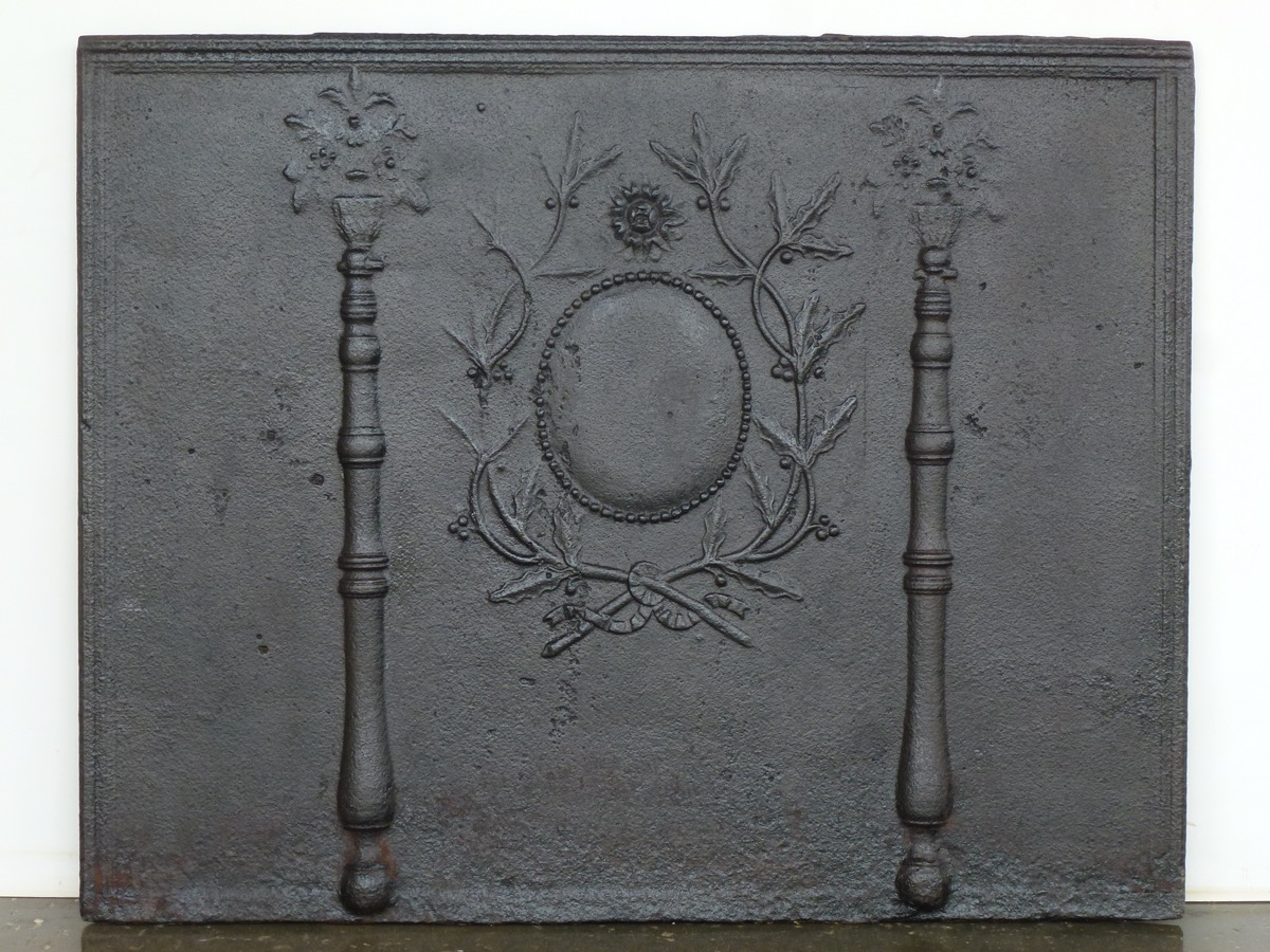 Plaque cheminée ancienne, Contrecoeur ancien  - Fonte - Louis XVI - XVIIIeS.