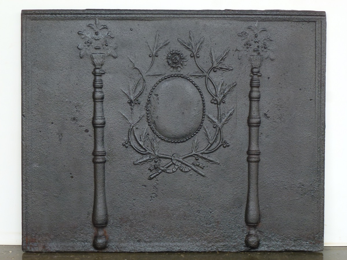 Plaque cheminée ancienne, Contrecoeur ancien  - Fonte - Louis XVI - XVIIIe S.