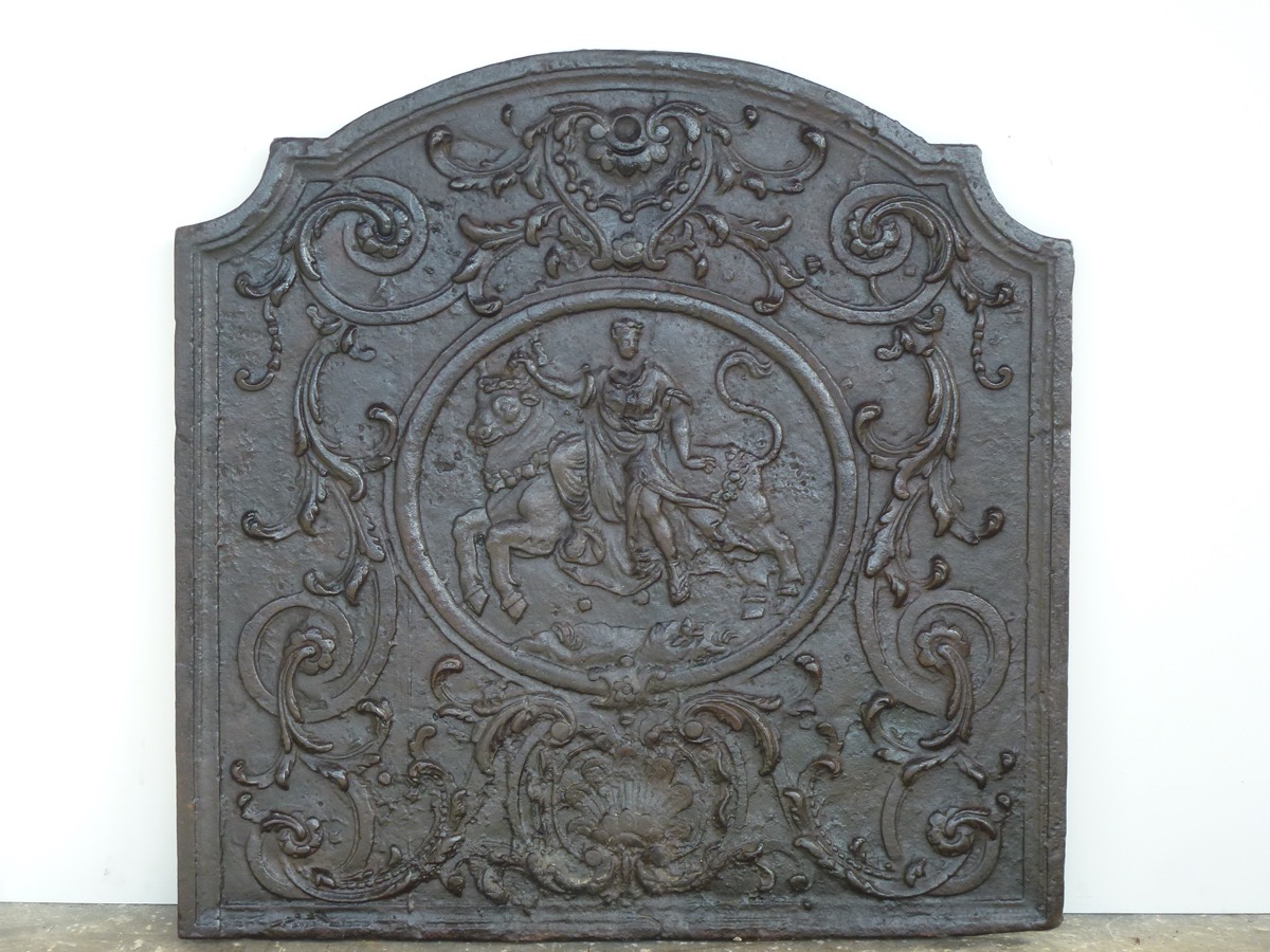 Plaque cheminée ancienne, Contrecoeur ancien  - Fonte - Louis XV - XVIII<sup>e</sup> S.