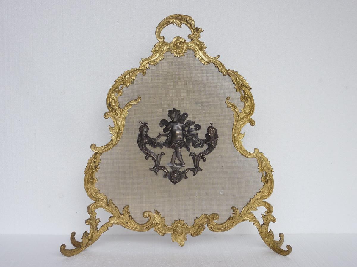 Pare-étincelles, Pare-feu  - Bronze - Louis XV - XIXeS.