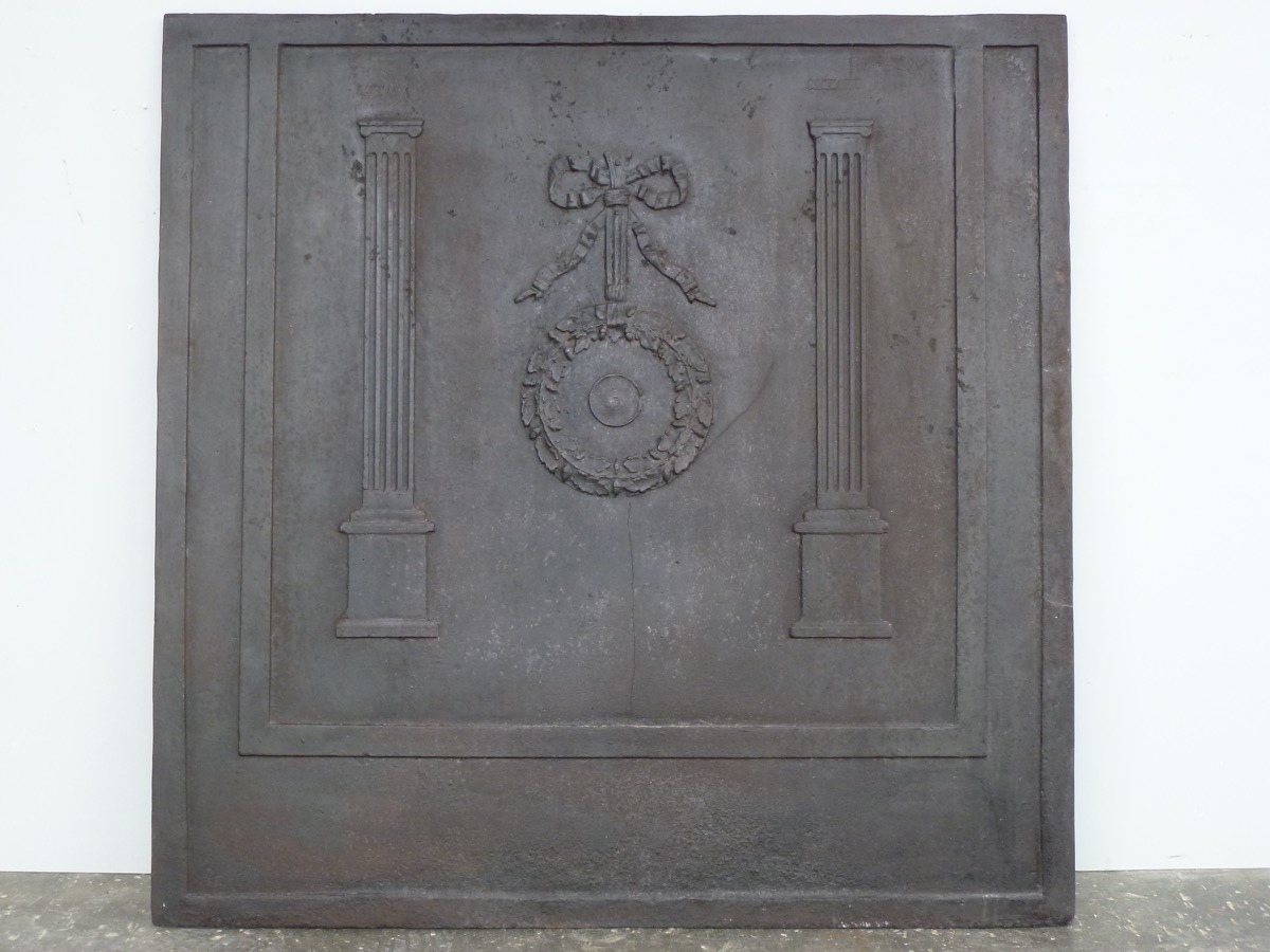 Plaque cheminée ancienne, Contrecoeur ancien  - Fonte - Louis XVI - XIXe S.
