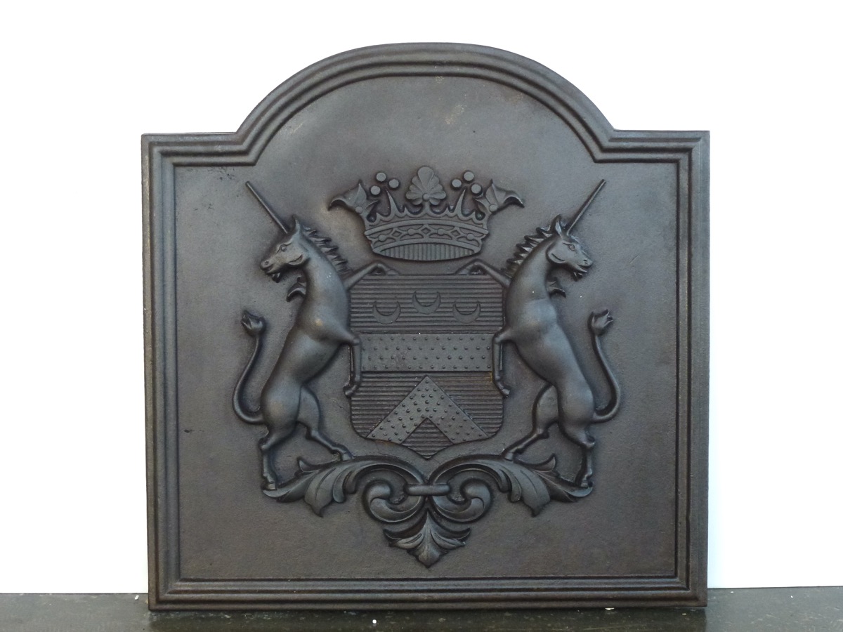 Plaque cheminée ancienne, Contrecoeur ancien  - Fonte - Louis XVI - XIXeS.