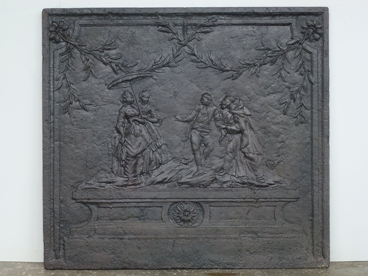 Plaque cheminée ancienne, Contrecoeur ancien  - Fonte - Louis XVI - XVIIIeS.