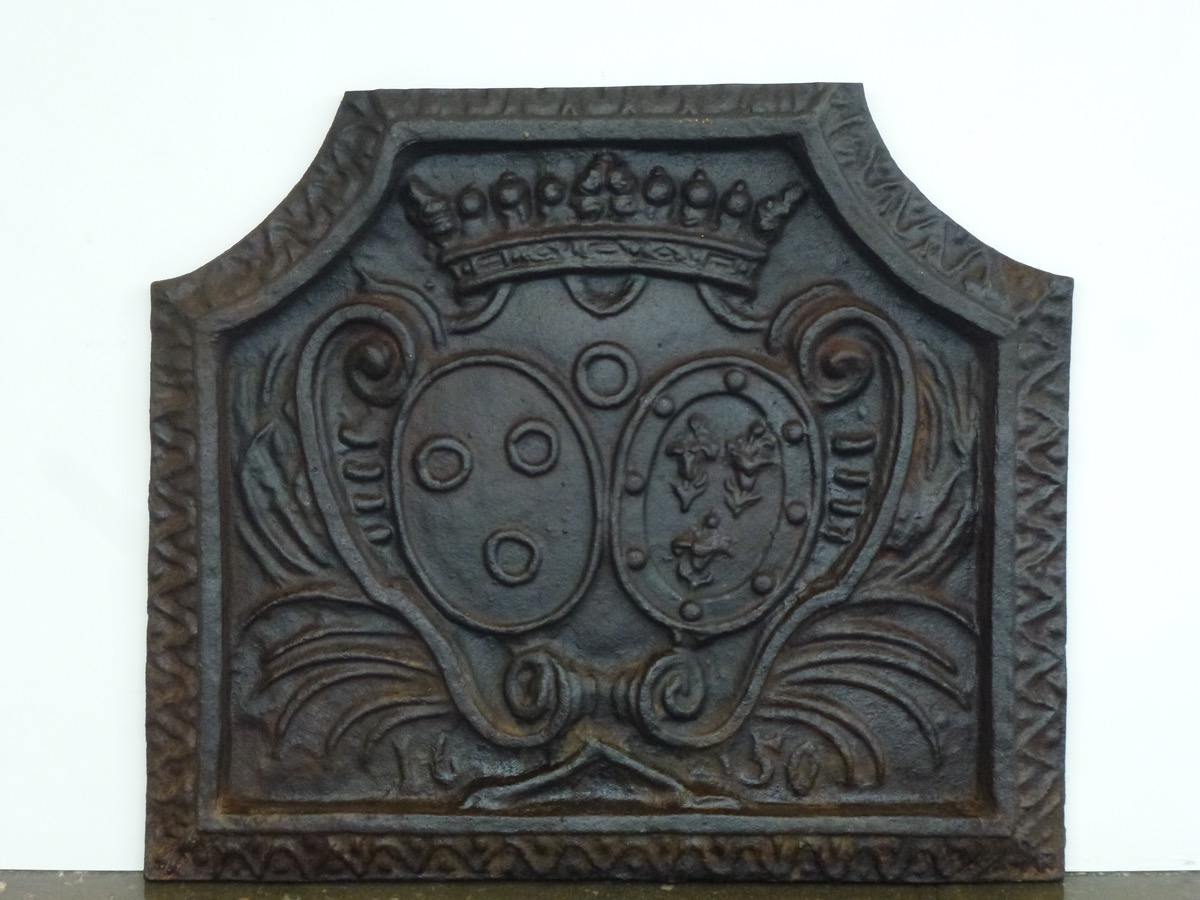 Plaque cheminée ancienne, Contrecoeur ancien  - Fonte - Louis XIV - XXeS.