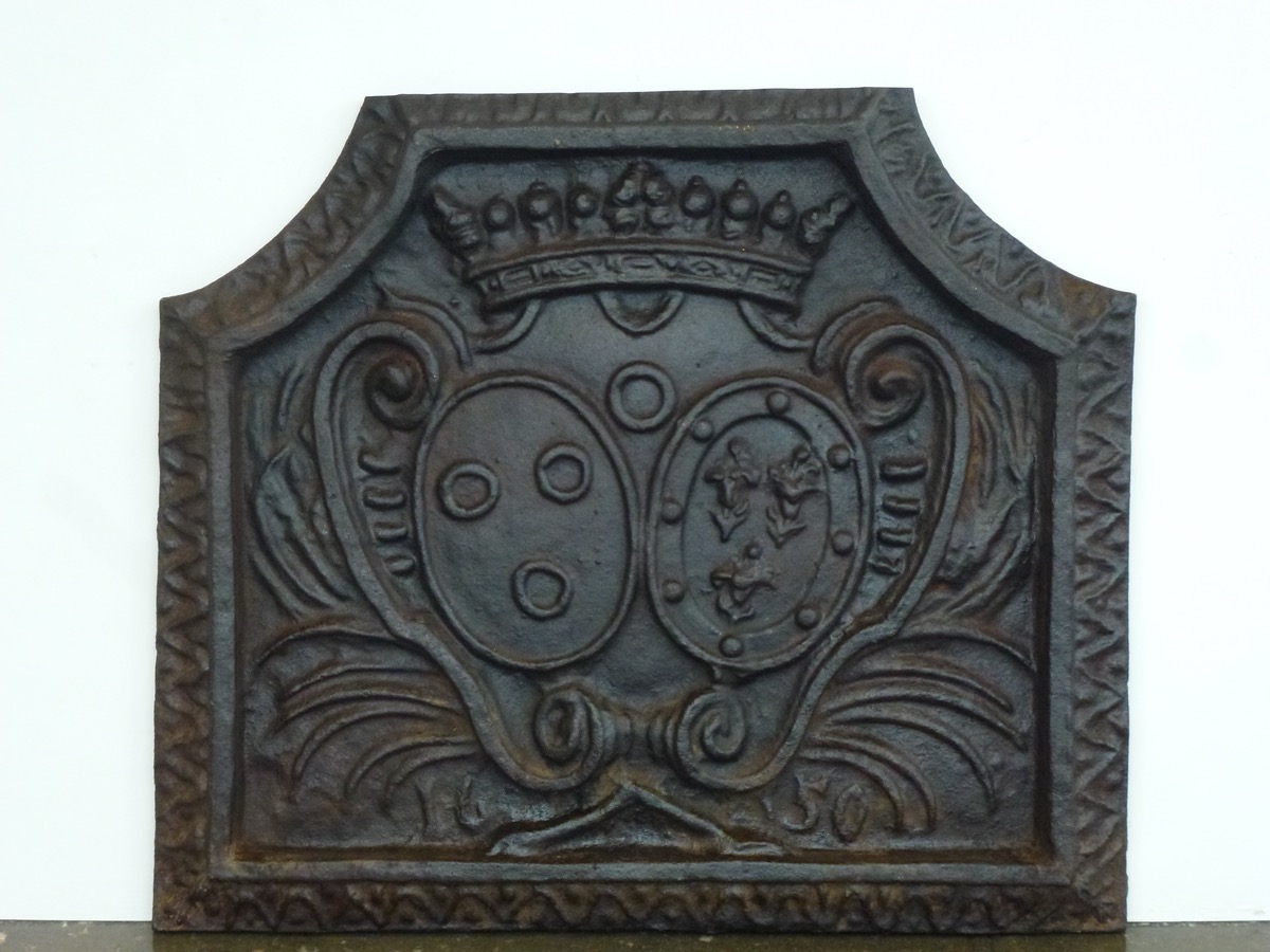 Plaque cheminée ancienne, Contrecoeur ancien  - Fonte - Louis XIV - XXe S.