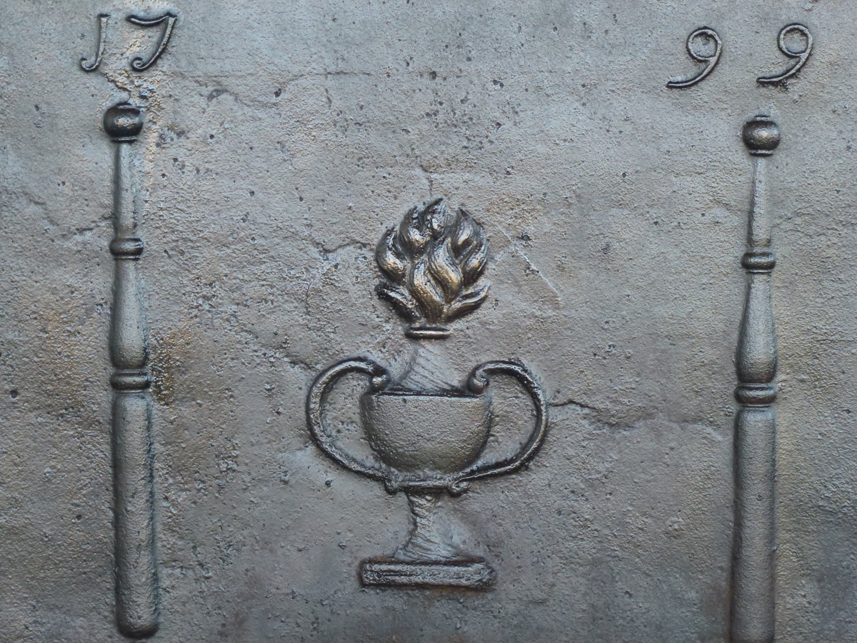 Plaque cheminée ancienne, Contrecoeur ancien  - Fonte - Empire - XVIII<sup>e</sup> S.